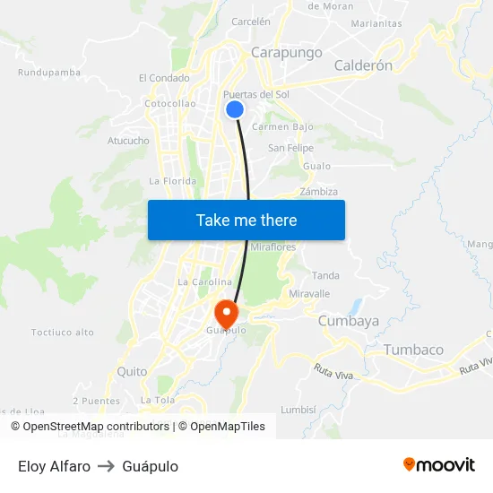 Eloy Alfaro to Guápulo map