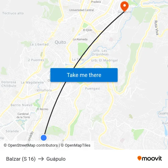 Balzar (S 16) to Guápulo map