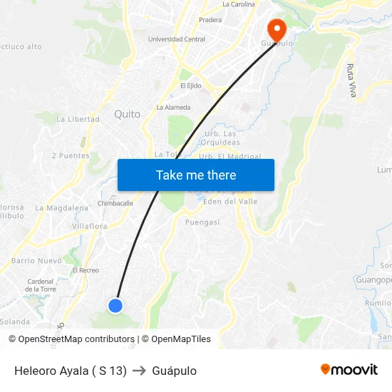 Heleoro Ayala ( S 13) to Guápulo map