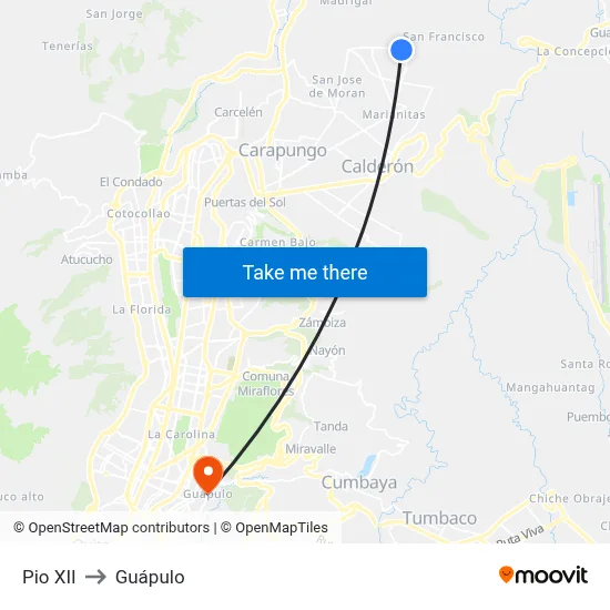 Pio XII to Guápulo map