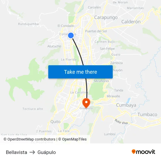 Bellavista to Guápulo map
