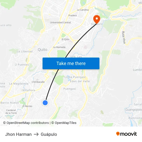 Jhon  Harman to Guápulo map