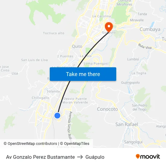 Av Gonzalo Perez Bustamante to Guápulo map