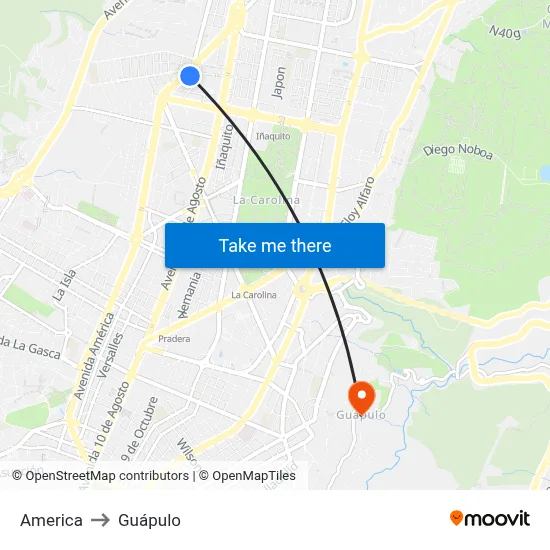 America to Guápulo map