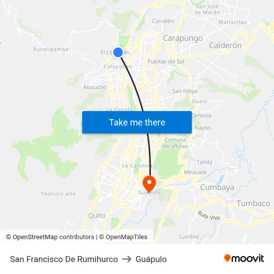 San Francisco De Rumihurco to Guápulo map