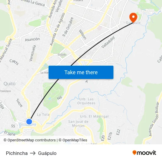 Pichincha to Guápulo map