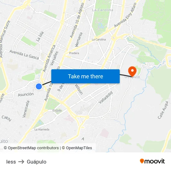 Iess to Guápulo map