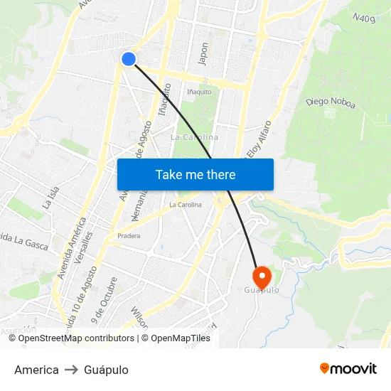 America to Guápulo map