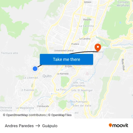 Andres Paredes to Guápulo map