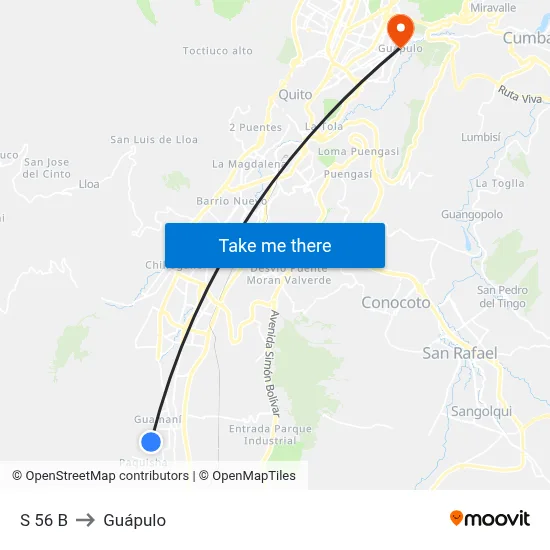 S 56 B to Guápulo map