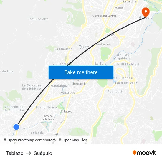 Tabiazo to Guápulo map