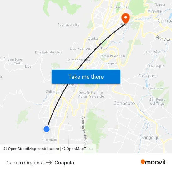Camilo Orejuela to Guápulo map