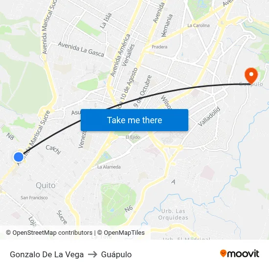 Gonzalo De La Vega to Guápulo map