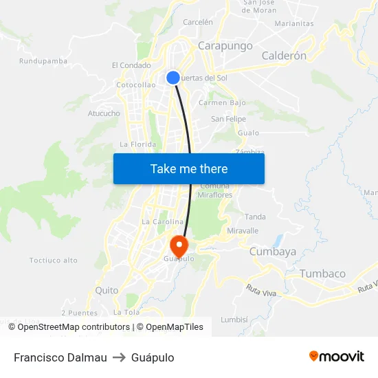 Francisco Dalmau to Guápulo map
