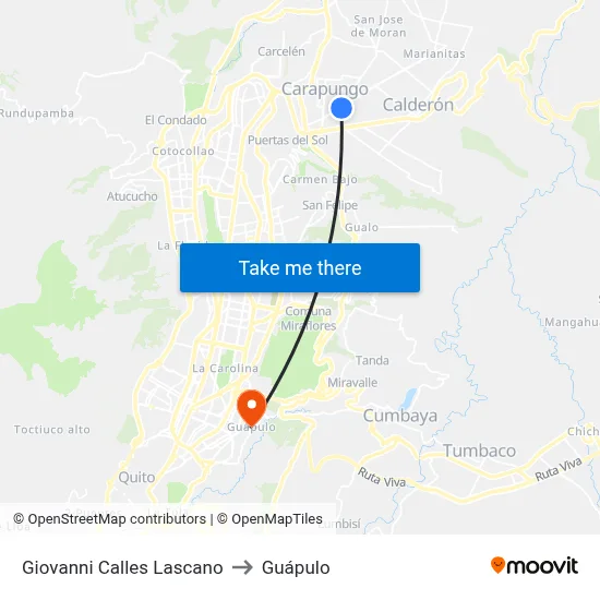 Giovanni Calles Lascano to Guápulo map