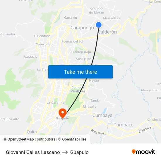 Giovanni Calles Lascano to Guápulo map