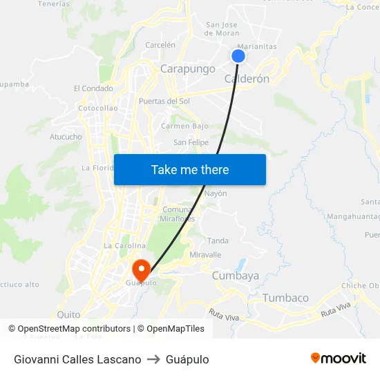 Giovanni Calles Lascano to Guápulo map