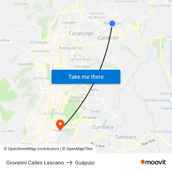 Giovanni Calles Lascano to Guápulo map