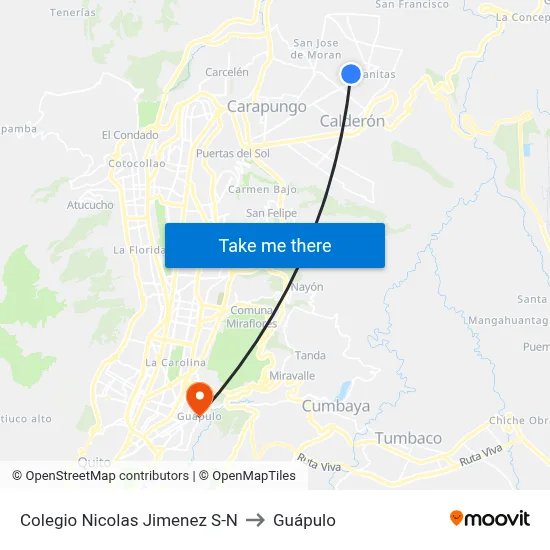 Colegio Nicolas Jimenez S-N to Guápulo map