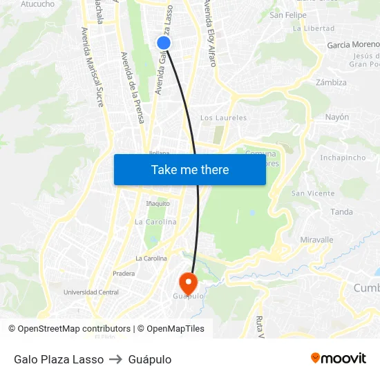 Galo Plaza Lasso to Guápulo map