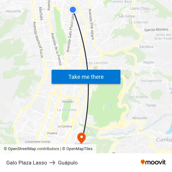 Galo Plaza Lasso to Guápulo map