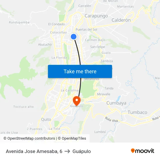 Avenida Jose Amesaba, 6 to Guápulo map