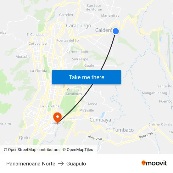Panamericana Norte to Guápulo map