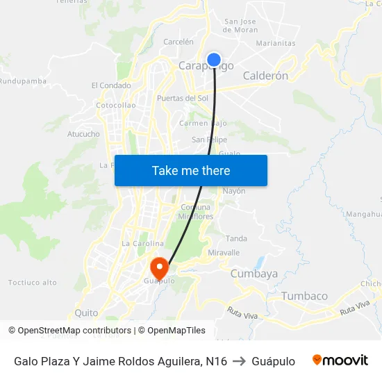 Galo Plaza Y Jaime Roldos Aguilera, N16 to Guápulo map