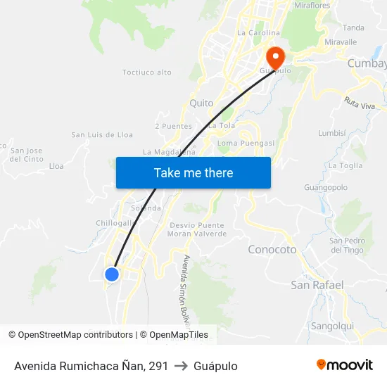 Avenida Rumichaca Ñan, 291 to Guápulo map