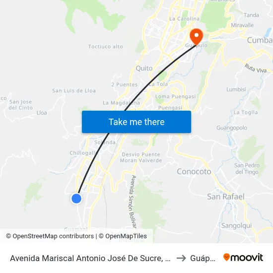 Avenida Mariscal Antonio José De Sucre, 1940 to Guápulo map