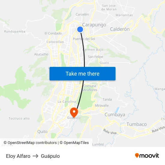 Eloy Alfaro to Guápulo map