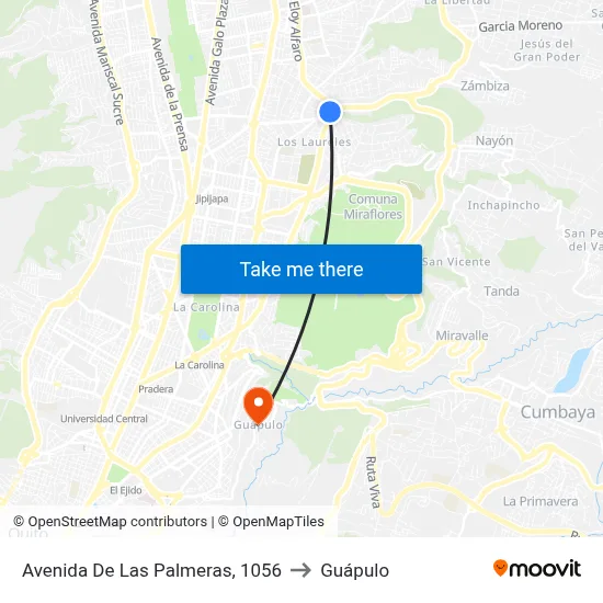 Avenida De Las Palmeras, 1056 to Guápulo map