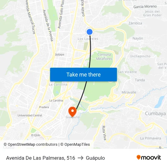 Avenida De Las Palmeras, 516 to Guápulo map