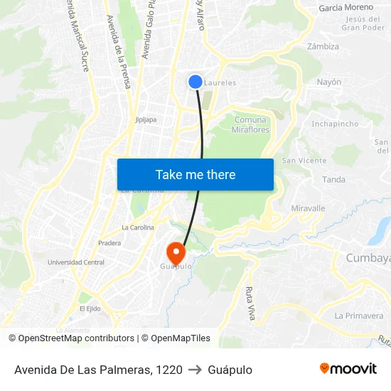 Avenida De Las Palmeras, 1220 to Guápulo map
