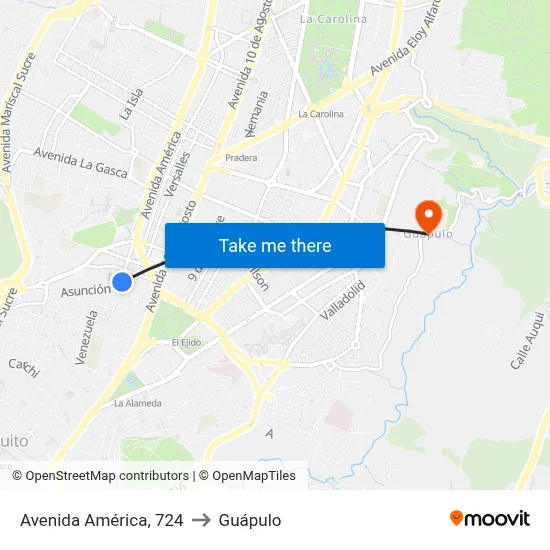 Avenida América, 724 to Guápulo map