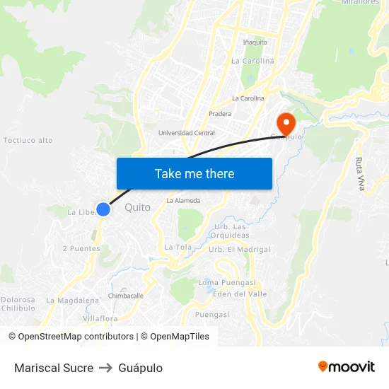 Mariscal Sucre to Guápulo map
