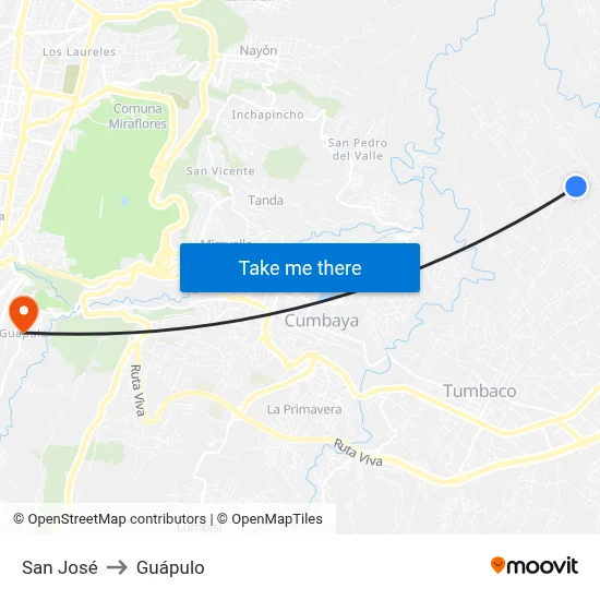 San José to Guápulo map