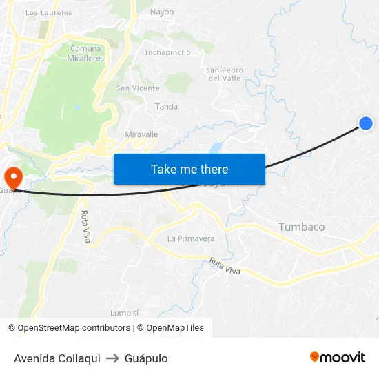 Avenida Collaqui to Guápulo map