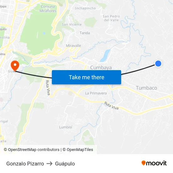 Gonzalo Pizarro to Guápulo map