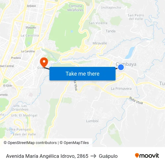 Avenida María Angélica Idrovo, 2865 to Guápulo map