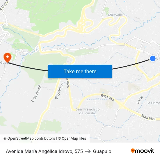 Avenida María Angélica Idrovo, 575 to Guápulo map