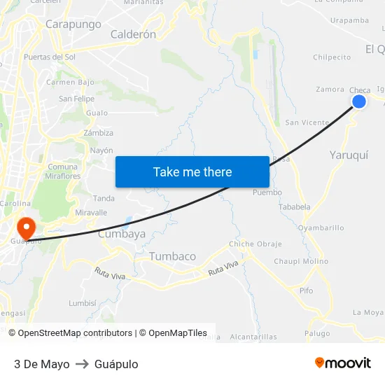 3 De Mayo to Guápulo map