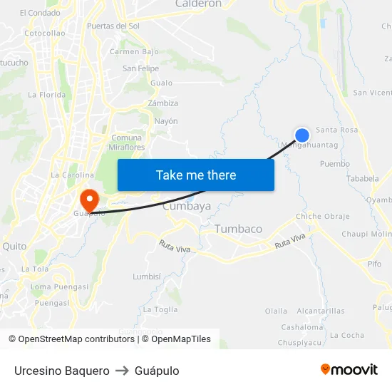 Urcesino Baquero to Guápulo map