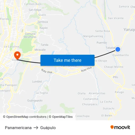 Panamericana to Guápulo map