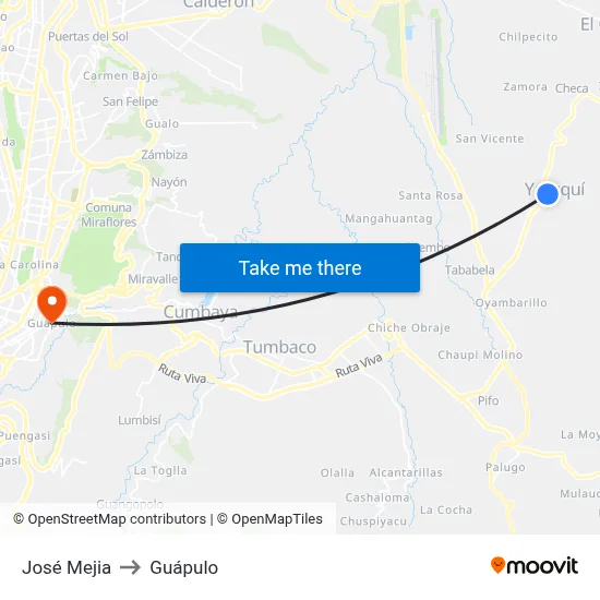 José Mejia to Guápulo map