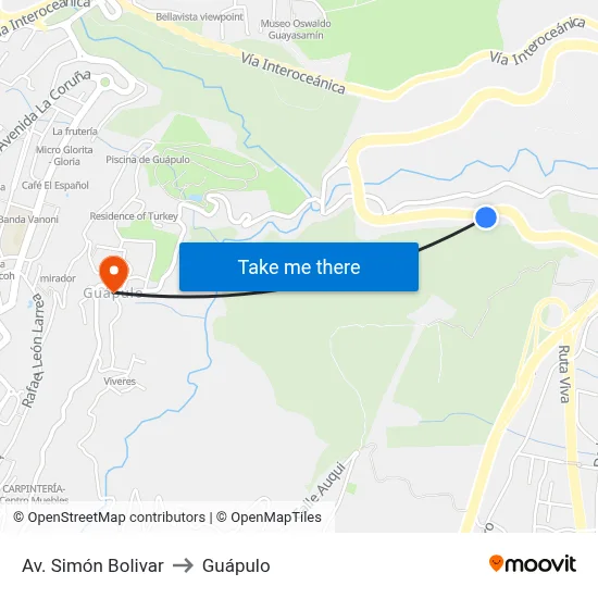 Av. Simón Bolivar to Guápulo map