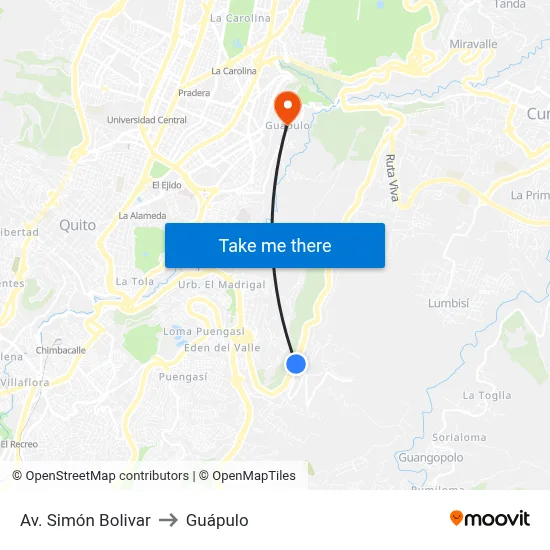 Av. Simón Bolivar to Guápulo map