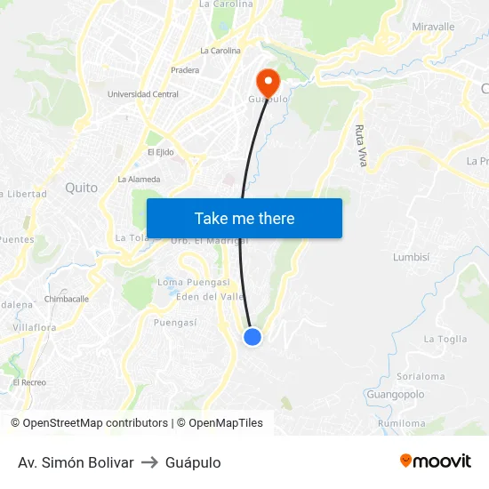 Av. Simón Bolivar to Guápulo map