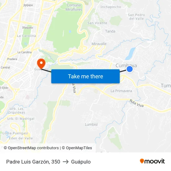 Padre Luis Garzón, 350 to Guápulo map
