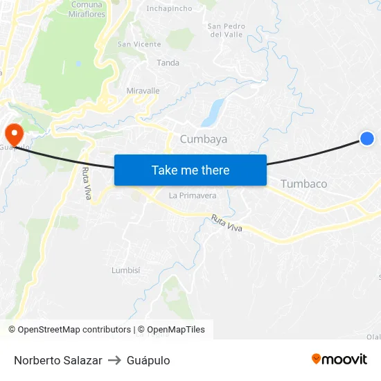 Norberto Salazar to Guápulo map